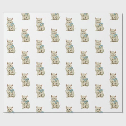 ヴィンテージかわいい子猫 ラッピングペーパー (フラット)
