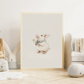 ヴィンテージかわいい子豚と花子供部屋アート ポスター