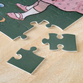 ヴィンテージかわいい小さな女の子バニーラビットイースターエッグ ジグソーパズル (側面)