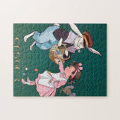 ヴィンテージかわいい小さな女の子バニーラビットイースターエッグ ジグソーパズル (横)