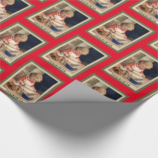 ヴィンテージかわいい小さな女の子ベーキングクリスマス ラッピングペーパー (角)