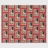 ヴィンテージかわいい小さな女の子ベーキングクリスマス ラッピングペーパー (フラット)