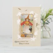 ヴィンテージかわいい小さな魔女ハロウィーン 招待状 (スタンド正面)