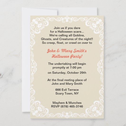 ヴィンテージかわいい小さな魔女ハロウィーン 招待状 (裏面)