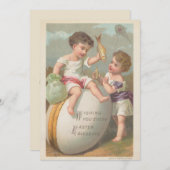 ヴィンテージかわいい小遊男の子の卵のイースター賛美 シーズンカード (正面/裏面)