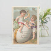 ヴィンテージかわいい小遊男の子の卵のイースター賛美 シーズンカード (スタンド正面)