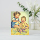 ヴィンテージかわいい幼児、誕生日パーティーの招待状 招待状 (スタンド正面)