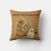 ヴィンテージかわいい幽霊の花&パンプキンスパイスコーヒー クッション (裏面)