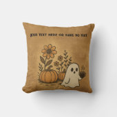 ヴィンテージかわいい幽霊の花&パンプキンスパイスコーヒー クッション (正面)