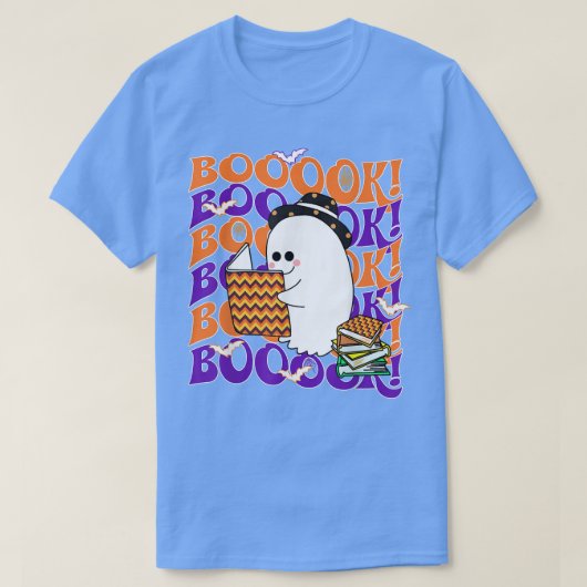 ヴィンテージかわいい幽霊ブック読のハロウィーン先生 Tシャツ (デザイン正面)