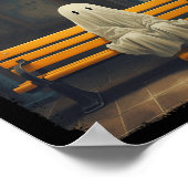 ヴィンテージかわいい幽霊待ち椅子に座ってハロー ポスター (角)