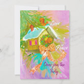 ヴィンテージかわいい愛の鳥クリスマス新年のパーティー 招待状 (正面)