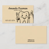 ヴィンテージかわいい歯キャラクターキッズ歯医者 予約カード (正面/裏面)