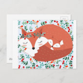 ヴィンテージかわいい母フォックスウルフとそのベビー ポストカード (正面/裏面)