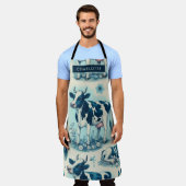 ヴィンテージかわいい牛シームレス エプロン (着用した状態)