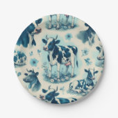 ヴィンテージかわいい牛シームレス ペーパープレート (正面)