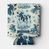 ヴィンテージかわいい牛シームレス 缶クーラー (正面)