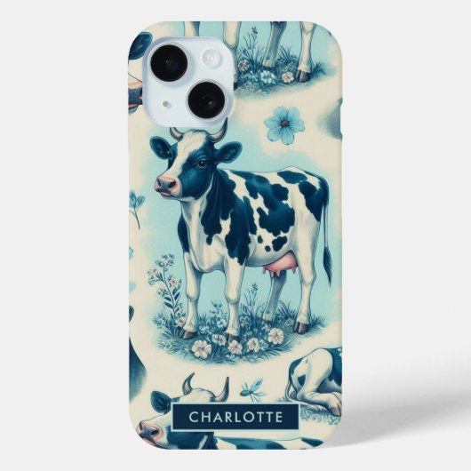ヴィンテージかわいい牛シームレス Case-Mate iPhoneケース (裏面)