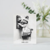 ヴィンテージかわいい犬こんにちは ポストカード (スタンド正面)