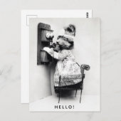 ヴィンテージかわいい犬こんにちは ポストカード (正面/裏面)