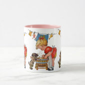 ヴィンテージかわいい犬との少女:懐かしい マグカップ (中央)