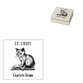 ヴィンテージかわいい猫カスタムの本Ex Libris ラバースタンプ (押印)