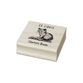 ヴィンテージかわいい猫カスタムの本Ex Libris ラバースタンプ (スタンプ)