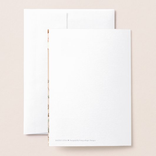 ヴィンテージかわいい猫フォトガール誕生のお知らせ 箔カード (裏面封筒付き)