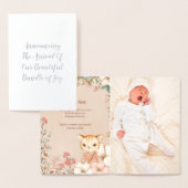 ヴィンテージかわいい猫フォトガール誕生のお知らせ 箔カード (ディスプレー)