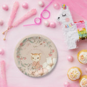 ヴィンテージかわいい猫フラワーガール赤面ファースト誕生日 ペーパープレート (パーティー)