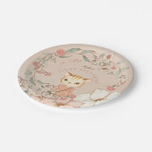 ヴィンテージかわいい猫フラワーガール赤面ファースト誕生日 ペーパープレート (アングル)