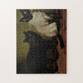 ヴィンテージかわいい猫ブラックマンックスシャム ジグソーパズル