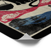 ヴィンテージかわいい猫ラーメン日本のアニメキッズガール ポスター (角)