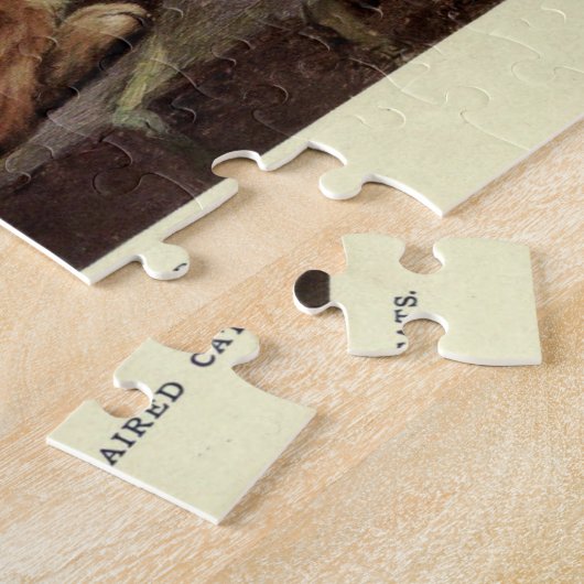 ヴィンテージかわいい猫茶色オレンジ虎猫ショートヘア ジグソーパズル (側面)