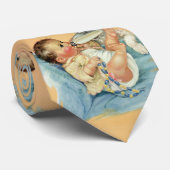 ヴィンテージかわいい男の赤ちゃんとボトルと子犬 ネクタイ (ロール)