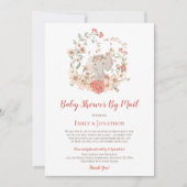 ヴィンテージかわいい象のフローラ赤ちゃんシャワーbyメール 招待状 (正面)