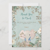 ヴィンテージかわいい象の植物緑の赤ちゃんシャワー サンキューカード (正面)