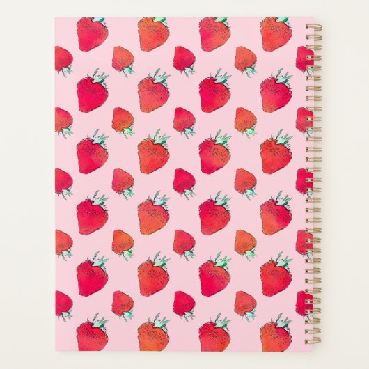 ヴィンテージかわいい赤いちごガーリーピンク プランナー手帳 (裏面)