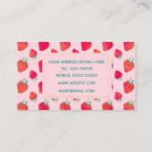 ヴィンテージかわいい赤いちごガーリーピンク 名刺 (裏面)