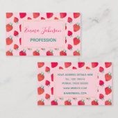 ヴィンテージかわいい赤いちごガーリーピンク 名刺 (正面/裏面)