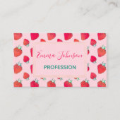 ヴィンテージかわいい赤いちごガーリーピンク 名刺 (正面)