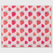 ヴィンテージかわいい赤いイチゴのピガーリーンク柄  ラッピングペーパー (フラット)