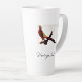 ヴィンテージかわいい赤カラフルい明るい鳥と葉 カフェラテマグ (右アングル)