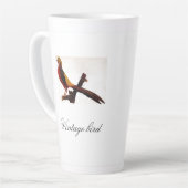 ヴィンテージかわいい赤カラフルい明るい鳥と葉 カフェラテマグ (左アングル)