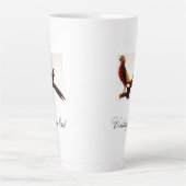 ヴィンテージかわいい赤カラフルい明るい鳥と葉 カフェラテマグ (正面)