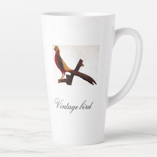 ヴィンテージかわいい赤カラフルい明るい鳥と葉 カフェラテマグ (右)