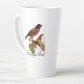 ヴィンテージかわいい赤カラフルい明るい鳥と葉 カフェラテマグ (左アングル)