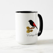 ヴィンテージかわいい赤カラフルい明るい鳥と葉 マグカップ (正面右)