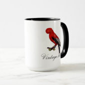 ヴィンテージかわいい赤カラフルい明るい鳥と葉 マグカップ (正面右)