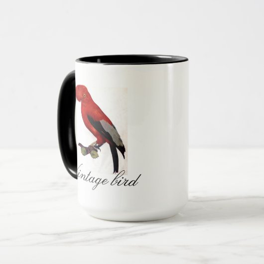 ヴィンテージかわいい赤カラフルい明るい鳥と葉 マグカップ (正面左)